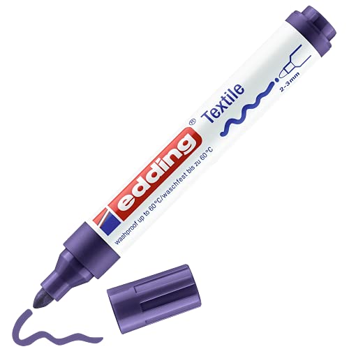 edding 4500 Textilmarker - violett - 1 Stift - Rundspitze 2-3 mm - Textilstifte waschmaschinenfest (60 °C) zum Stoff bemalen - Stoffmalstift von edding