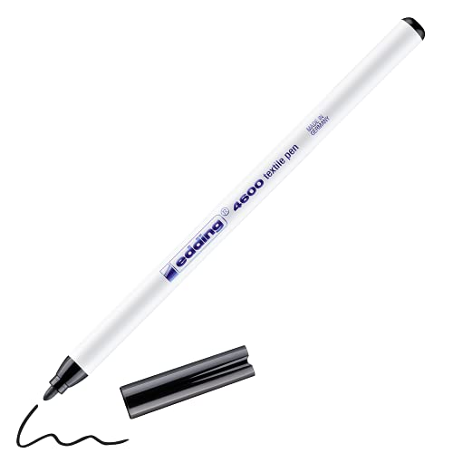edding 4600 Textilstift - schwarz - 1 Stift - Rundspitze 1 mm - Textilstifte waschmaschinenfest (60 °C) zum Stoff bemalen - Stoffmalstift von edding