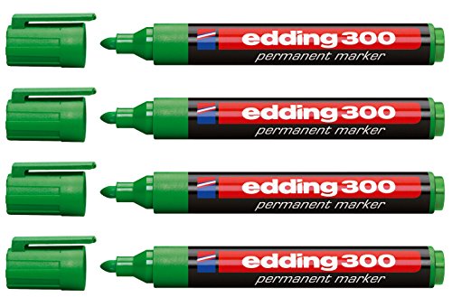 edding 4er Set Permanentmarker 300, nachfüllbar, 1,5-3 mm [ Grün ] von edding