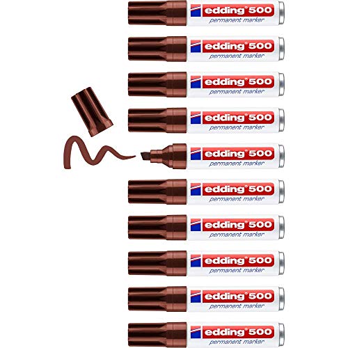 edding 500 Permanentmarker - braun - 10 Stifte - Keil-Spitze 2-7 mm - wasserfest, schnell-trocknend - wischfest - für Karton, Kunststoff, Holz, Metall, Glas edding 500 Permanentmarker - braun - 10 Stifte - Keil-Spitze 2-7 mm - wasserfest, schnell-trocknend - wischfest - für Karton, Kunststoff, Holz, Metall, Glas von edding