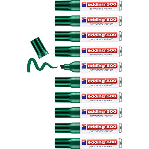 edding 500 Permanentmarker - grün - 10 Stifte - Keil-Spitze 2-7 mm - wasserfest, schnell-trocknend - wischfest - für Karton, Kunststoff, Holz, Metall, Glas edding 500 Permanentmarker - grün - 10 Stifte - Keil-Spitze 2-7 mm - wasserfest, schnell-trocknend - wischfest - für Karton, Kunststoff, Holz, Metall, Glas von edding