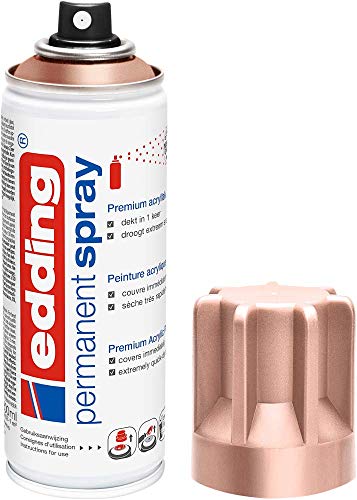 edding 5200 Permanent Spray Rosegold 200ml Acrylfarbe zum Bemalen oder Dekorieren von Glas, Metall, Holz, Keramik, Kunststoff, Leinwand, Acrylfarbe Sprühdose von edding