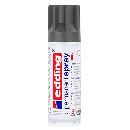 edding 5200 Permanent Spray - anthrazit matt - 200 ml - Acryllack zum Lackieren und Dekorieren von Glas, Metall, Holz, Keramik, Kunststoff, Leinwand - Lackspray, Acrylspray, Farbspray von edding