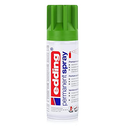 edding 5200 Permanent Spray - gelbgrün matt - 200 ml - Acryllack zum Lackieren und Dekorieren von Glas, Metall, Holz, Keramik, Kunststoff, Leinwand - Lackspray, Acrylspray, Farbspray von edding