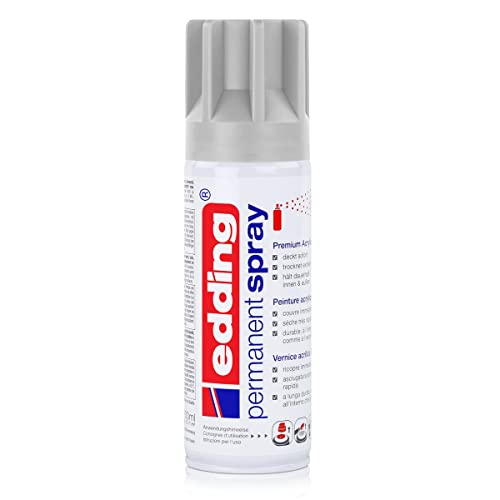 edding 5200 Permanent Spray - lichtgrau matt - 200 ml - Acryllack zum Lackieren und Dekorieren von Glas, Metall, Holz, Keramik, Kunststoff, Leinwand - Lackspray, Acrylspray, Farbspray von edding