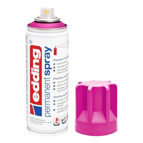 edding 5200 Permanent Spray - magenta matt - 200 ml - Acryllack zum Lackieren und Dekorieren von Glas, Metall, Holz, Keramik, Kunststoff, Leinwand - Lackspray, Acrylspray, Farbspray von edding