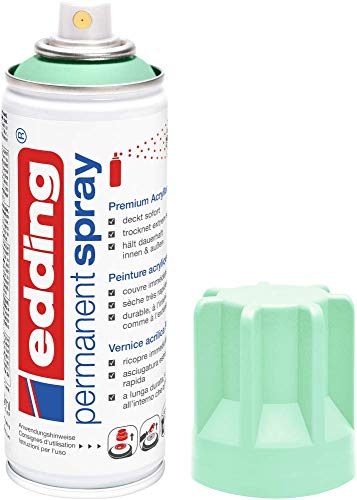 edding 5200 Permanent Spray - neo mint matt - 200 ml - Acryllack zum Lackieren und Dekorieren von Glas, Metall, Holz, Keramik, Kunststoff, Leinwand - Lackspray, Acrylspray, Farbspray von edding