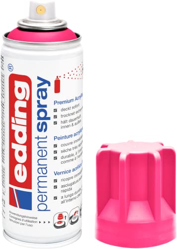 edding 5200 Permanent Spray - neonpink matt - 200 ml - Acryllack zum Lackieren und Dekorieren von Glas, Metall, Holz, Keramik, Kunststoff, Leinwand - Lackspray, Acrylspray, Farbspray von edding