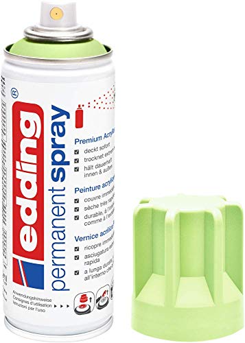 edding 5200 Permanent Spray - pastellgrün matt - 200 ml - Acryllack zum Lackieren und Dekorieren von Glas, Metall, Holz, Keramik, Kunststoff, Leinwand - Lackspray, Acrylspray, Farbspray von edding