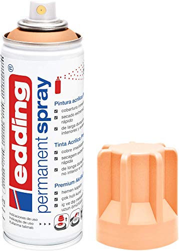 edding 5200 Permanent Spray - puder pfirsich matt - 200 ml - Acryllack zum Lackieren und Dekorieren von Glas, Metall, Holz, Keramik, Kunststoff, Leinwand - Lackspray, Acrylspray, Farbspray von edding