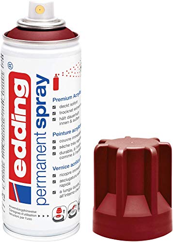 edding 5200 Permanent Spray - purpurrot matt - 200 ml - Acryllack zum Lackieren und Dekorieren von Glas, Metall, Holz, Keramik, Kunststoff, Leinwand - Lackspray, Acrylspray, Farbspray von edding