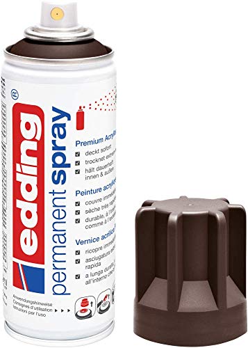 edding 5200 Permanent Spray - schokoladenbraun matt - 200 ml - Acryllack zum Lackieren und Dekorieren von Glas, Metall, Holz, Keramik, Kunststoff, Leinwand - Lackspray, Acrylspray, Farbspray von edding