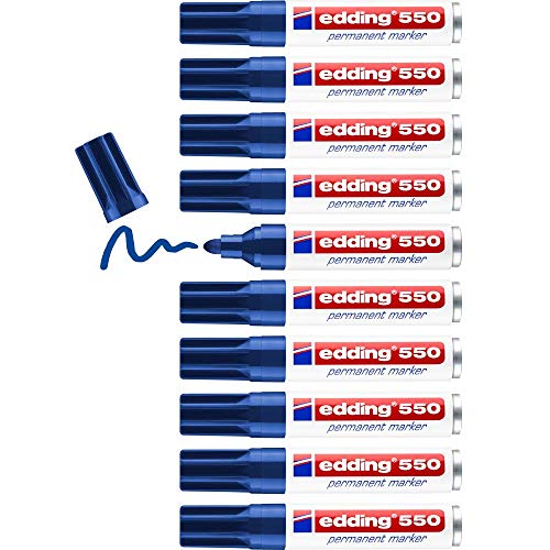 edding 550 Permanentmarker - blau - 10 Stifte - Rundspitze 3-4 mm - wasserfest, schnell-trocknend - wischfest - für Karton, Kunststoff, Holz, Metall, Glas edding 550 Permanentmarker - blau - 10 Stifte - Rundspitze 3-4 mm - wasserfest, schnell-trocknend - wischfest - für Karton, Kunststoff, Holz, Metall, Glas von edding