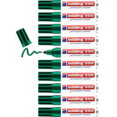 edding 550 Permanentmarker - grün - 10 Stifte - Rundspitze 3-4 mm - wasserfest, schnell-trocknend - wischfest - für Karton, Kunststoff, Holz, Metall, Glas edding 550 Permanentmarker - grün - 10 Stifte - Rundspitze 3-4 mm - wasserfest, schnell-trocknend - wischfest - für Karton, Kunststoff, Holz, Metall, Glas von edding