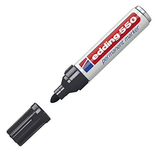 edding 550 Permanentmarker - schwarz - 1 Stift - Rundspitze 3-4 mm - wasserfest, schnell-trocknend - wischfest - für Karton, Kunststoff, Holz, Metall, Glas von edding