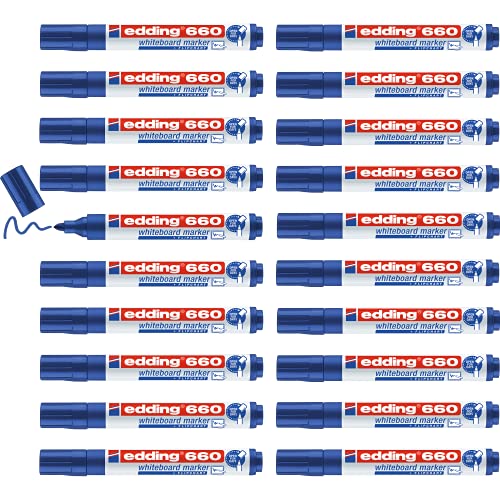 edding 660 Whiteboard-Marker, Rundspitze, Strichbreite 1,5-3 mm, Vorteilspack 17+3, blau von edding