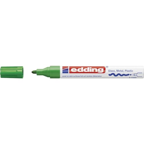 edding 750 Glanzlackmarker - grün - 1 Lackmarker - Rundspitze 2-4 mm - Lackstift für Glas, Stein, Holz, Kunststoff und Papier - wasserfest, stark deckend von edding