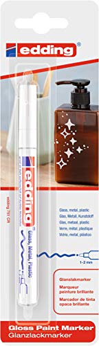 edding 751 Glanzlackmarker - weiß - Packung mit 1 Lackmarker - Rundspitze 1-2 mm - Lackstift für Glas, Stein, Holz, Kunststoff und Papier - wasserfest, stark deckend von edding