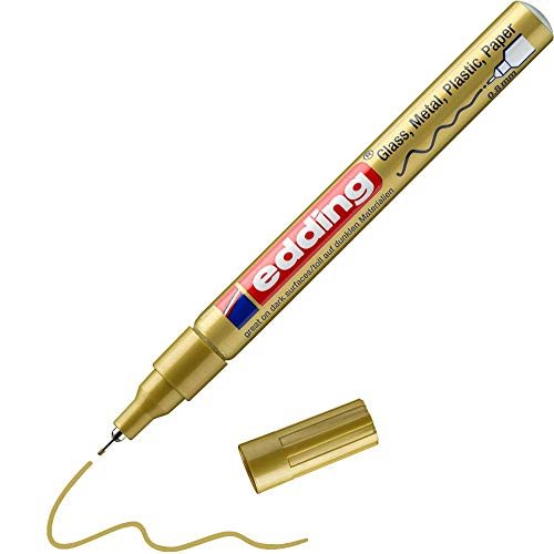 edding 780 Glanzlackmarker - gold - 1 Lackmarker - extra-feine Rundspitze 0,8 mm - Lackstift für Glas, Stein, Holz, Kunststoff und Papier - wasserfest, stark deckend, sehr dünn edding 780 Glanzlackmarker - gold - 1 Lackmarker - extra-feine Rundspitze 0,8 mm - Lackstift für Glas, Stein, Holz, Kunststoff und Papier - wasserfest, stark deckend, sehr dünn von edding