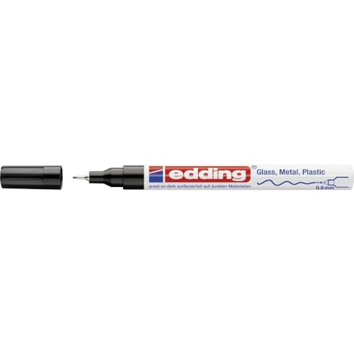 edding 780 Glanzlackmarker - schwarz - 1 Lackmarker - extra-feine Rundspitze 0,8 mm - Lackstift für Glas, Stein, Holz, Kunststoff und Papier - wasserfest, stark deckend, sehr dünn von edding