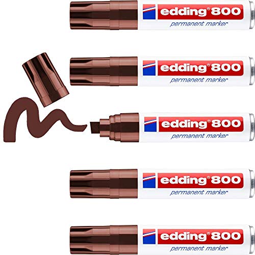 edding 800 Permanentmarker - braun - 5 Stifte - Keil-Spitze 4-12 mm - für breite Markierungen - wasserfest, schnell-trocknend, wischfest - für Karton, Kunststoff, Holz, Metall, Glas edding 800 Permanentmarker - braun - 5 Stifte - Keil-Spitze 4-12 mm - für breite Markierungen - wasserfest, schnell-trocknend, wischfest - für Karton, Kunststoff, Holz, Metall, Glas von edding