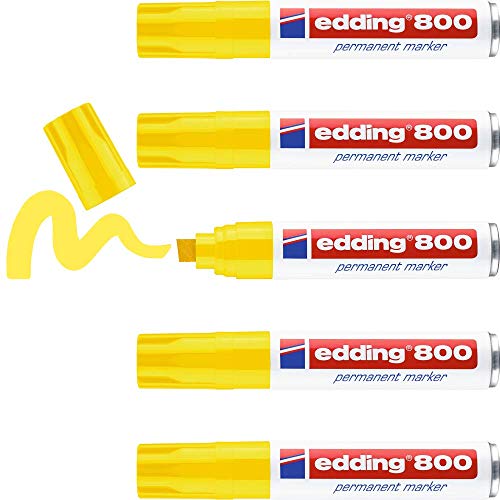 edding 800 Permanentmarker - gelb - 5 Stifte - Keil-Spitze 4-12 mm - für breite Markierungen - wasserfest, schnell-trocknend, wischfest - für Karton, Kunststoff, Holz, Metall, Glas edding 800 Permanentmarker - gelb - 5 Stifte - Keil-Spitze 4-12 mm - für breite Markierungen - wasserfest, schnell-trocknend, wischfest - für Karton, Kunststoff, Holz, Metall, Glas von edding