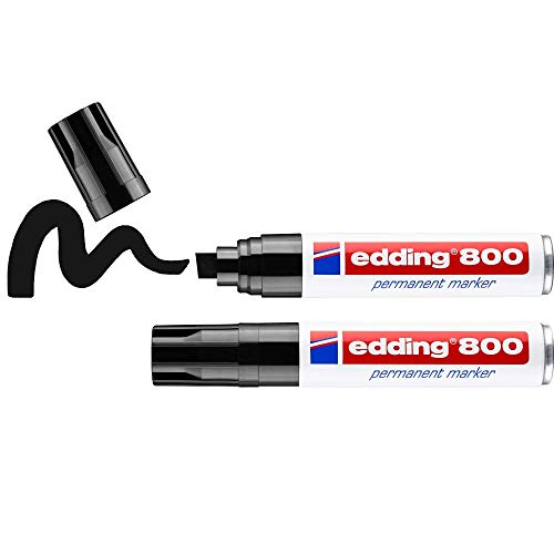 edding 800 Permanentmarker - schwarz - 2 Stifte - Keil-Spitze 4-12 mm - für breite Markierungen - wasserfest, schnell-trocknend, wischfest - für Karton, Kunststoff, Holz, Metall, Glas edding 800 Permanentmarker - schwarz - 2 Stifte - Keil-Spitze 4-12 mm - für breite Markierungen - wasserfest, schnell-trocknend, wischfest - für Karton, Kunststoff, Holz, Metall, Glas von edding