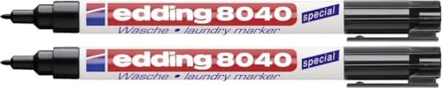 edding 8040 Wäschemarker - Rundspitze 1 mm - Textilstift waschmaschinenfest (95° C) zur Beschriftung von Kleidung - Textilmarker (schwarz (2er Pack)) von edding