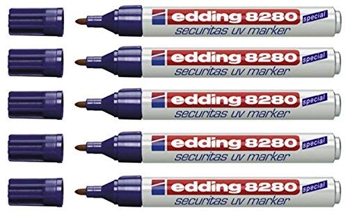 edding 8280 Securitas UV Marker, Strichbreite ca. 1,5-3 mm, permanent (5 Stück) von edding