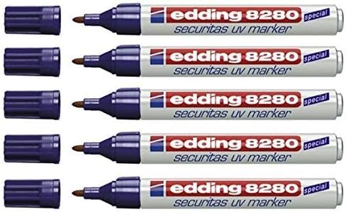 edding 8280 Securitas UV Marker, farblos, Rundspitze 1,5-3 mm, (5) von edding