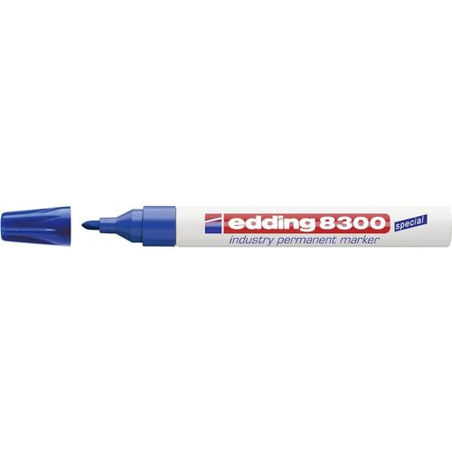 edding 8300 Industrie Permanentmarker - blau - Rundspitze 1,5-3 mm - zum permanenten Markieren von leicht öligen und staubigen Oberflächen von edding