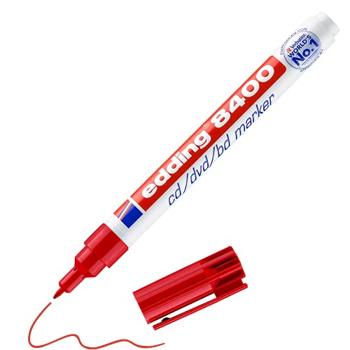 edding 8400 CD/DVD/BD Marker - rot - 1 Stift - Rundspitze 0,5-1 mm - für die dauerhafte Beschriftung von CDs, DVDs und Blu-ray Discs edding 8400 CD/DVD/BD Marker - rot - 1 Stift - Rundspitze 0,5-1 mm - für die dauerhafte Beschriftung von CDs, DVDs und Blu-ray Discs von edding