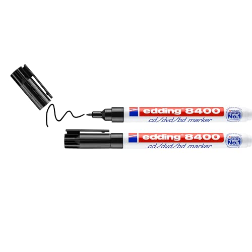 edding 8400 CD/DVD/BD Marker - schwarz - 2 Stifte - Rundspitze 0,5-1 mm - für die dauerhafte Beschriftung von CDs, DVDs und Blu-ray Discs edding 8400 CD/DVD/BD Marker - schwarz - 2 Stifte - Rundspitze 0,5-1 mm - für die dauerhafte Beschriftung von CDs, DVDs und Blu-ray Discs von edding