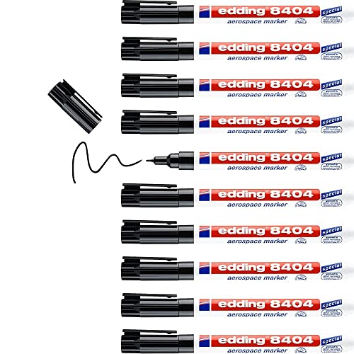 edding 8404 Aerospace Marker - schwarz - 10 Stifte - Rundspitze 0,75 mm - für korrosionsarme & halogenarme Beschriftungen fast aller Materialien, resistent gegen Lösungsmittel und Lacke edding 8404 Aerospace Marker - schwarz - 10 Stifte - Rundspitze 0,75 mm - für korrosionsarme & halogenarme Beschriftungen fast aller Materialien, resistent gegen Lösungsmittel und Lacke von edding