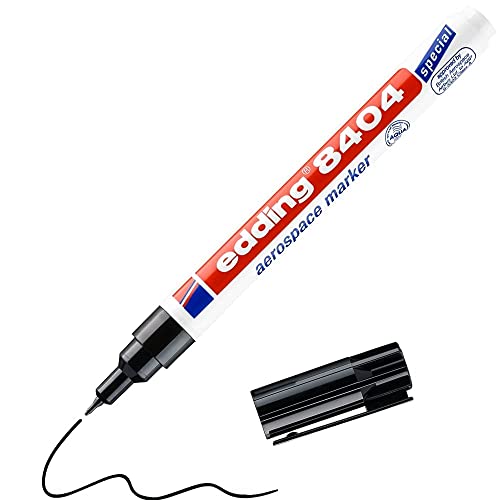 edding 8404 Aerospace Marker - schwarz - Rundspitze 0,75 mm - für korrosionsarme & halogenarme Beschriftungen fast aller Materialien, resistent gegen Lösungsmittel und Lacke von edding