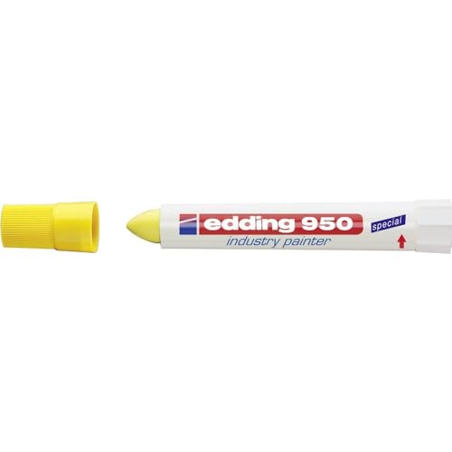 edding 950 Industrie Pastenmarker - gelb - 1 Stift - Rundspitze 10 mm - Marker zum Beschriften von Metall, Stein, Holz - raue oder nasse Oberflächen - permanent, wasserfest edding 950 Industrie Pastenmarker - gelb - 1 Stift - Rundspitze 10 mm - Marker zum Beschriften von Metall, Stein, Holz - raue oder nasse Oberflächen - permanent, wasserfest von edding