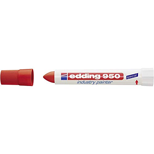 edding 950 Industrie Pastenmarker - rot - 1 Stift - Rundspitze 10 mm - Marker zum Beschriften von Metall, Stein, Holz - raue oder nasse Oberflächen - permanent, wasserfest edding 950 Industrie Pastenmarker - rot - 1 Stift - Rundspitze 10 mm - Marker zum Beschriften von Metall, Stein, Holz - raue oder nasse Oberflächen - permanent, wasserfest von edding