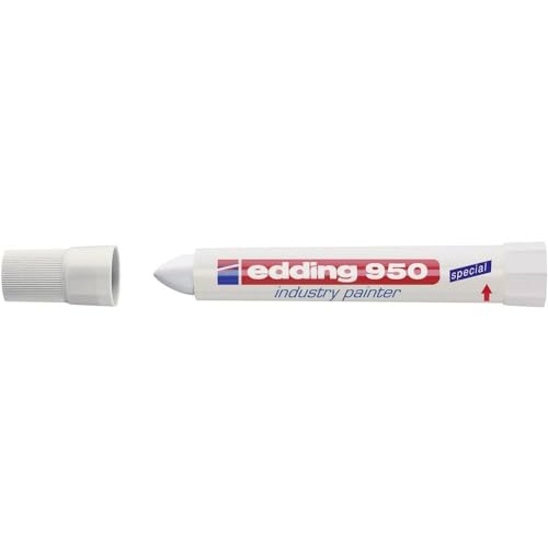 edding 950 Industrie Pastenmarker - weiß - Packung mit 1 Stift - Rundspitze 10 mm - Marker zum Beschriften von Metall, Stein, Holz - raue oder nasse Oberflächen - permanent, wasserfest edding 950 Industrie Pastenmarker - weiß - Packung mit 1 Stift - Rundspitze 10 mm - Marker zum Beschriften von Metall, Stein, Holz - raue oder nasse Oberflächen - permanent, wasserfest von edding