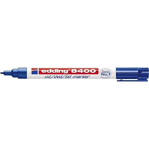 edding 8400 CD/DVD/BD Marker - blau - 1 Stift - Rundspitze 0,5-1 mm - für die dauerhafte Beschriftung von CDs, DVDs und Blu-ray Discs von edding