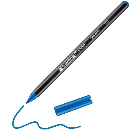edding 1300 Fasermaler medium - hellblau - 1 Stift - Rundspitze 2 mm - Filzstift zum Zeichnen und Schreiben - Filzstift für Schule, Mandala, Bullet Journal von edding