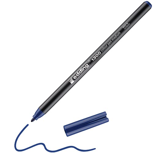 edding 1300 Fasermaler medium - stahlblau - 1 Stift - Rundspitze 2 mm - Filzstift zum Zeichnen und Schreiben - Filzstift für Schule, Mandala, Bullet Journal von edding