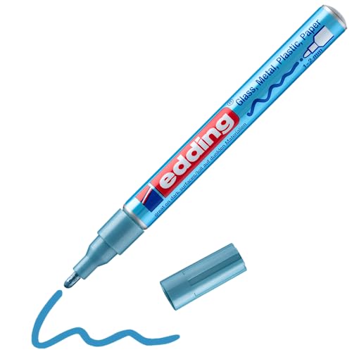 edding 751 Glanzlackmarker - hell-blau metallic - 1 Lackmarker - Rundspitze 1-2 mm - Lackstift für Glas, Stein, Holz, Kunststoff und Papier - wasserfest, stark deckend edding 751 Glanzlackmarker - hell-blau metallic - 1 Lackmarker - Rundspitze 1-2 mm - Lackstift für Glas, Stein, Holz, Kunststoff und Papier - wasserfest, stark deckend von edding