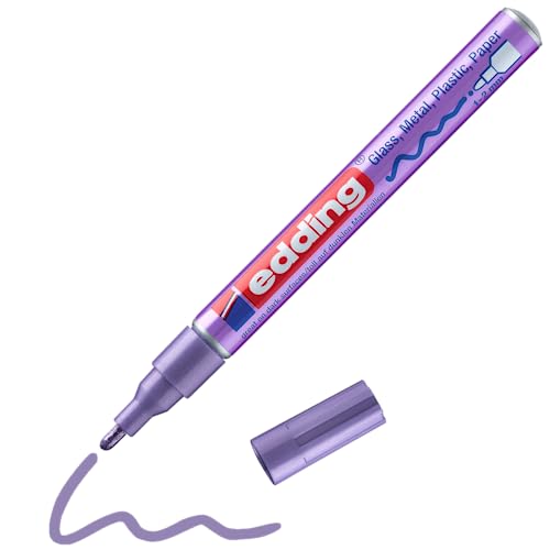 edding 751 Glanzlackmarker - violett (lila) metallic - 1 Lackmarker - Rundspitze 1-2 mm - Lackstift für Glas, Stein, Holz, Kunststoff und Papier - wasserfest, stark deckend edding 751 Glanzlackmarker - violett (lila) metallic - 1 Lackmarker - Rundspitze 1-2 mm - Lackstift für Glas, Stein, Holz, Kunststoff und Papier - wasserfest, stark deckend von edding