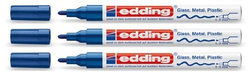 edding Glanzlack-Marker creative 751 blau, 1-2 mm (3er Pack) von edding