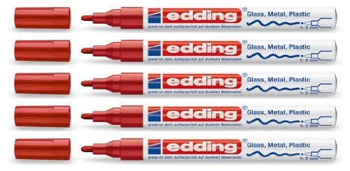 edding Glanzlack-Marker creative 751 rot, 1-2 mm (5er Pack) von edding