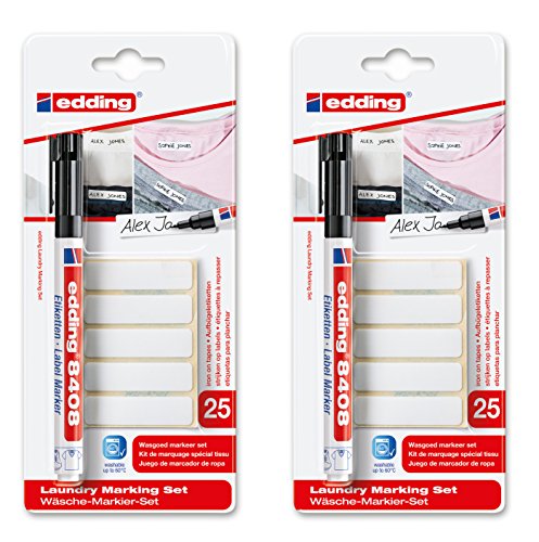 edding Label Marker - Zum dauerhaften Beschriften von Textilien/Schuhen (Doppelpack Wäsche-Markier-Set) von edding
