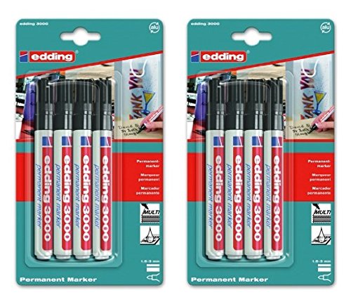 edding Marker 3000 8er Sparpack, schwarz (2, schwarz) von edding