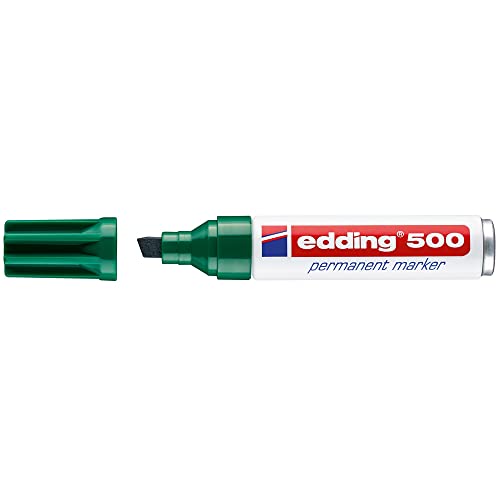 edding Marker Permanentmarker 500 grün – 7 mm Keilspitze (10 Stück) von edding