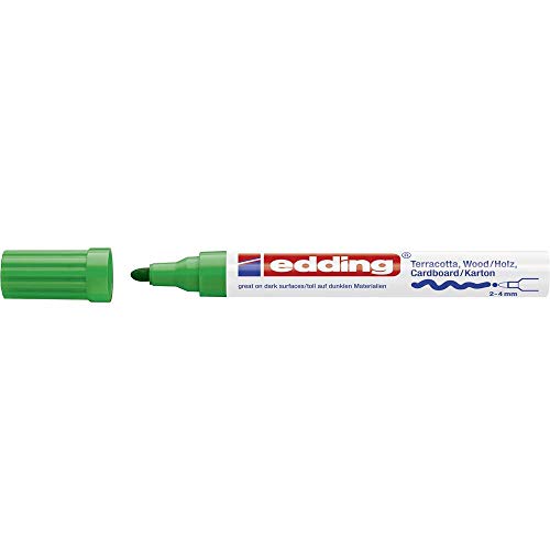 Edding 4000 Tintenmarker matt - 1 Marker - Rundspitze 2-4 mm - grün - zum Beschriften und Dekorieren auf rauen, dunklen oder porösen Oberflächen - ideal für Terrakotta, Karton, Holz von edding