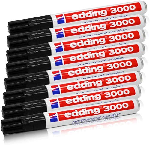edding Permanentmarker 3000, schwarz, 1,5-3 mm, nachfüllbar, 16er Pack von edding